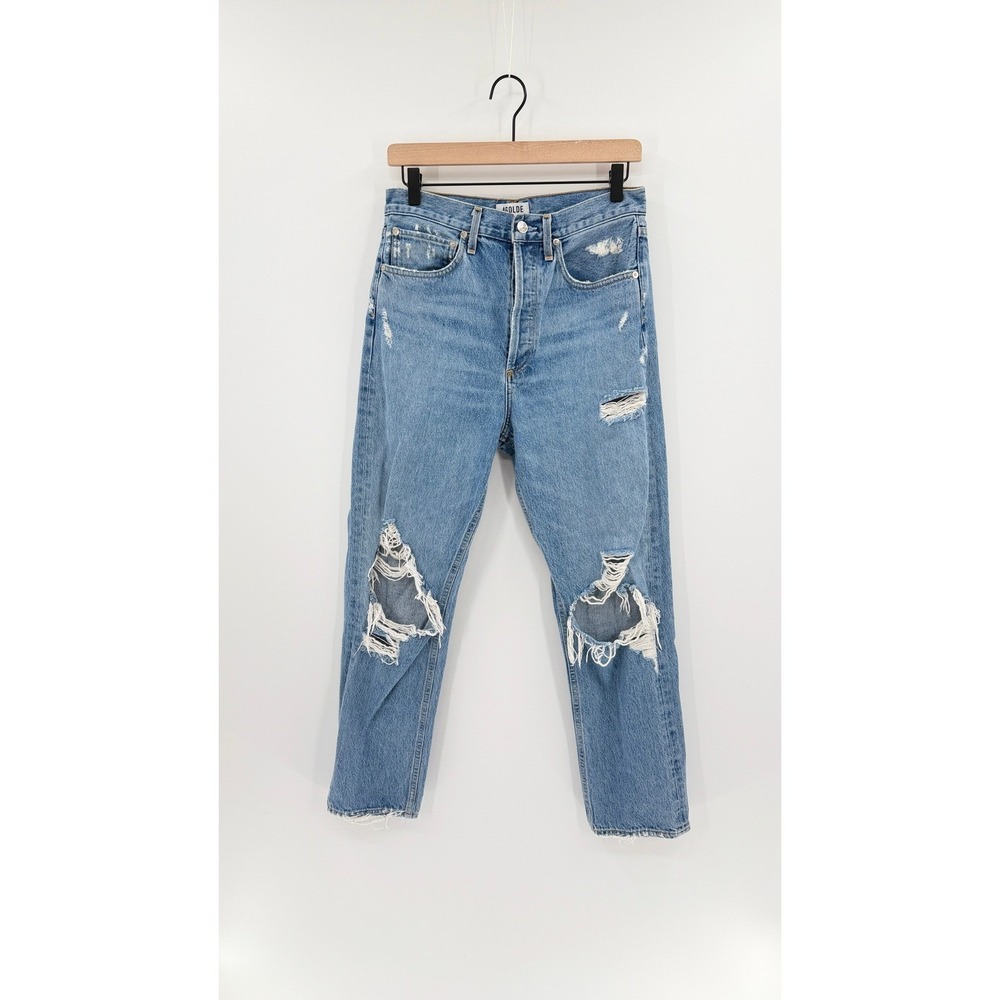 AGOLDE Jamie High Rise Denim Jeans Distressed Straight Leg Womens 26 Edgy